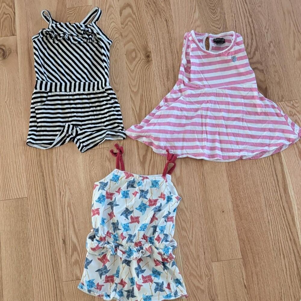 Bundle of 2T outfits- 2 rompers and one dress